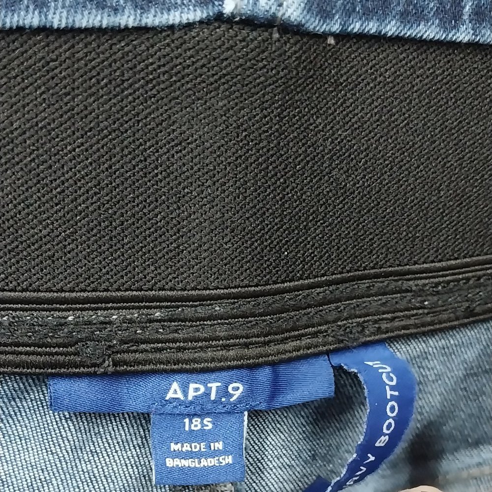2913 Size 18s Apt. 9 Curvy Bootcut Upcycled Appliqued With Corduroy Flowers - Picture 8 of 9